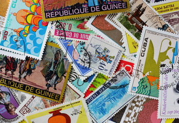 Fototapeta na wymiar old post stamps background