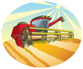Harvesting machine (combine), vector illustration