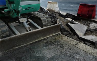 Work along the route of a city