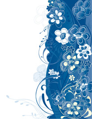 Floral blue vector card.