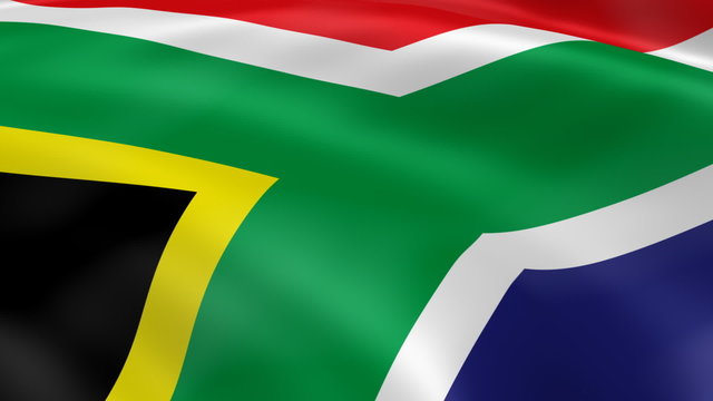 South Africa flag in the wind