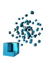 dématérialisation de cube bleu
