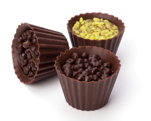 chocolate pralines isolated on white background