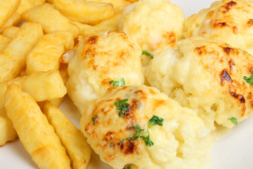 Cauliflower Cheese and Chips