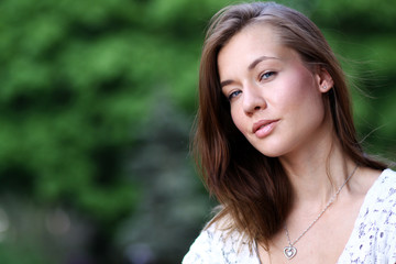 Naklejka premium Closeup portrait of young woman