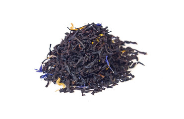 Pinch of Earl Grey black tea isolated on white