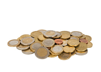 Euro coins isolated on white background