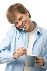 Young man in the morning