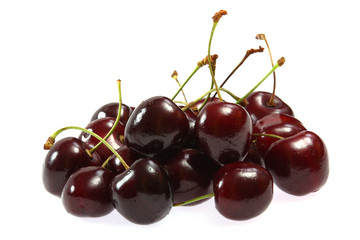 Fresh cherries on white background