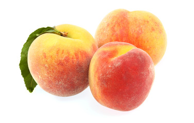Peaches isolated on white background