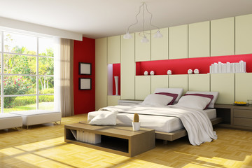 3d render modern bedroom