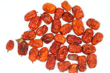 Dried  Preserved Red Date On White background