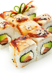 Salmon and Smoked Eel Maki Sushi