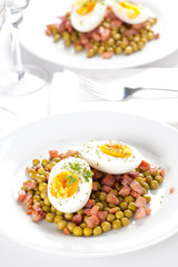 egg dish with ham and peas