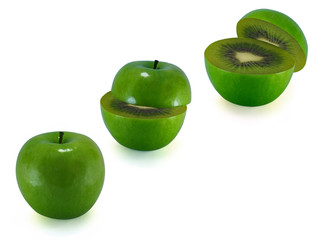 The transformation of green apples in kiwi