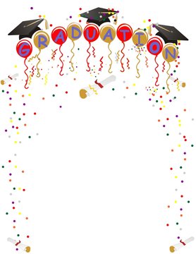 Graduation Ballons  and confetti for celebration illustration