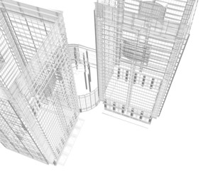 edifici 3d wireframe