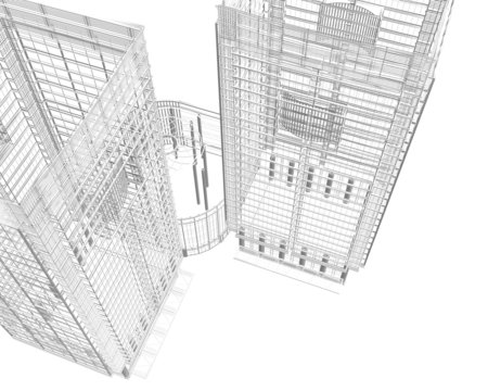 edifici 3d wireframe