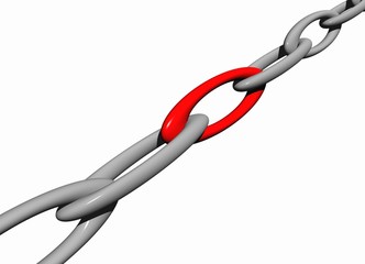 Zusammenhalt, rot, Blockchain, Kette, rot, weiss