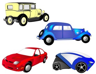 The past, present and future of cars, for transportation.