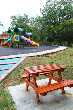 Resting bench at playground