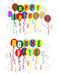 Celebrating your Birthday and Bonne Fete illustration..