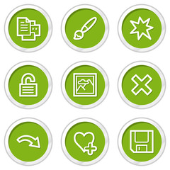 Image viewer web icons set 2, green circle buttons