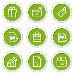 Shopping web icons set 1, green circle buttons