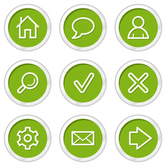 Basic web icons set 1, green circle buttons