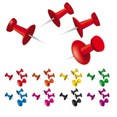 Vector illustration of push pin collection.
