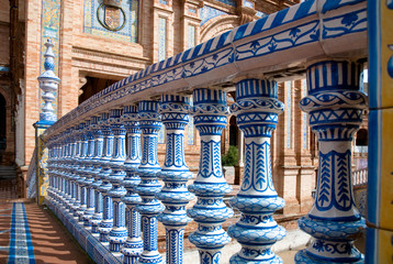 Fototapeta premium Columns detail of a bridge in Plaza de Espana, Seville