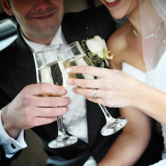 Bride and Groom Toasting Champagne