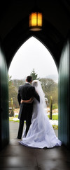 Bride and Groom outside Church