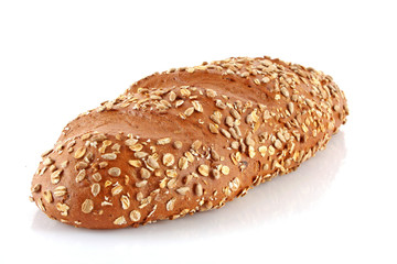 Bread with sunflower seeds isolated on white