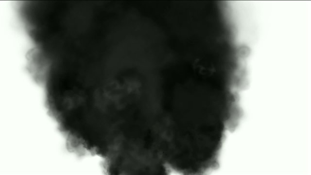 Black smoke and lightning in white background,seamless loop.