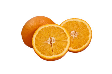 Fototapeta na wymiar Fresh oranges, whole and cut