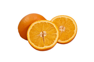 Fresh oranges, whole and cut