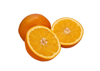 Fresh oranges, whole and cut