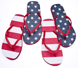 Patriotic Red White and Blue Flip Flop Sandals