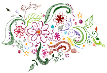 colorful doodle floral background