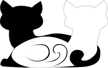 black and white cat vector illustration