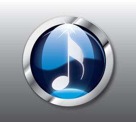 Blue music button vector