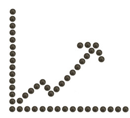 An increasing graph made of American half dollar coins