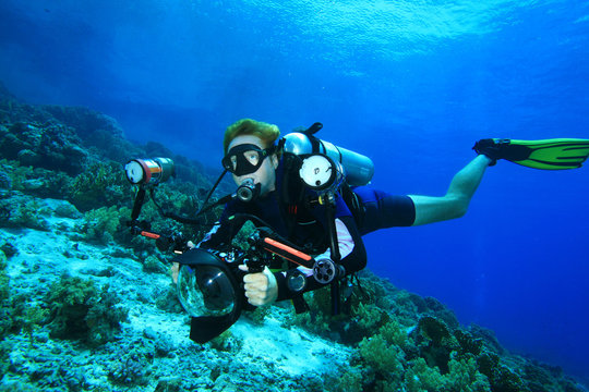 Scuba Diver with camera in the Red Sea