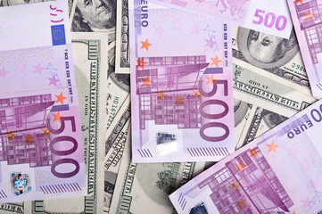 background of dollars and euro