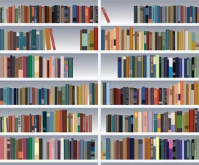 Behang Bibliotheek vector moderne boekenplank