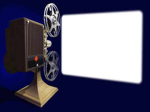 Projector film shows a film on empty screen