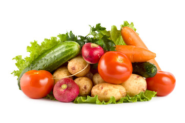 Fresh vegetables isolated on white