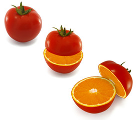 Ripe red tomatoes inside an orange