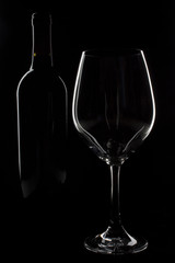 Outlines of Wine Glass and Bottle
